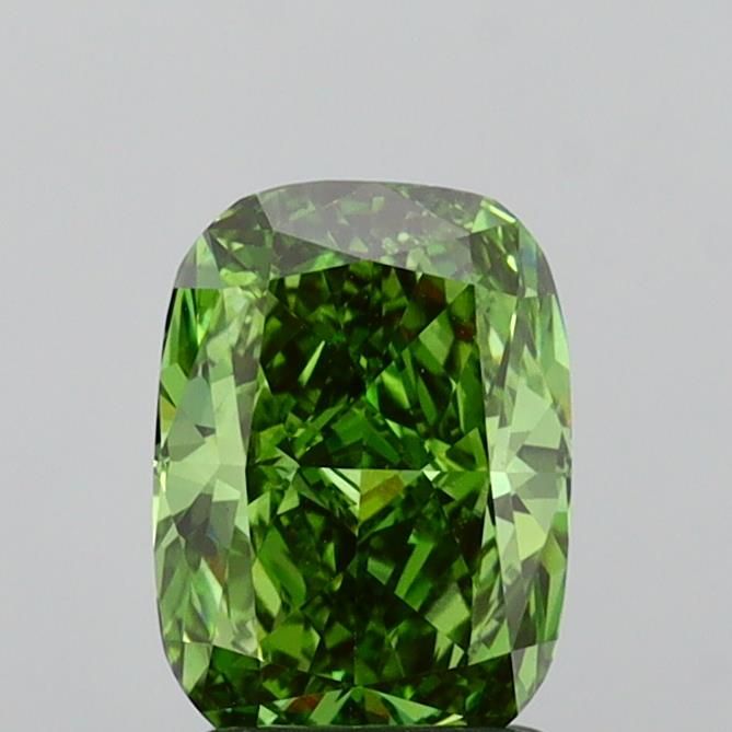 1.71 CT Fancy Vivid Green CUSHION BRILLIANT