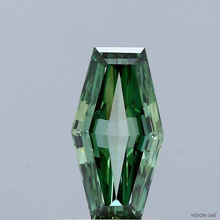 0.94 CT Fancy Vivid Green HEXAGONAL