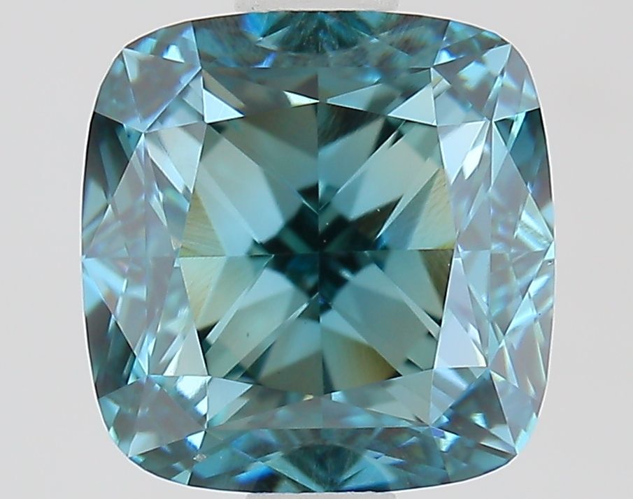 1.96 CT Fancy Vivid Blue Green CUSHION MODIFIED