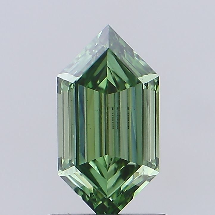 0.91 CT Fancy Vivid Green HEXAGONAL