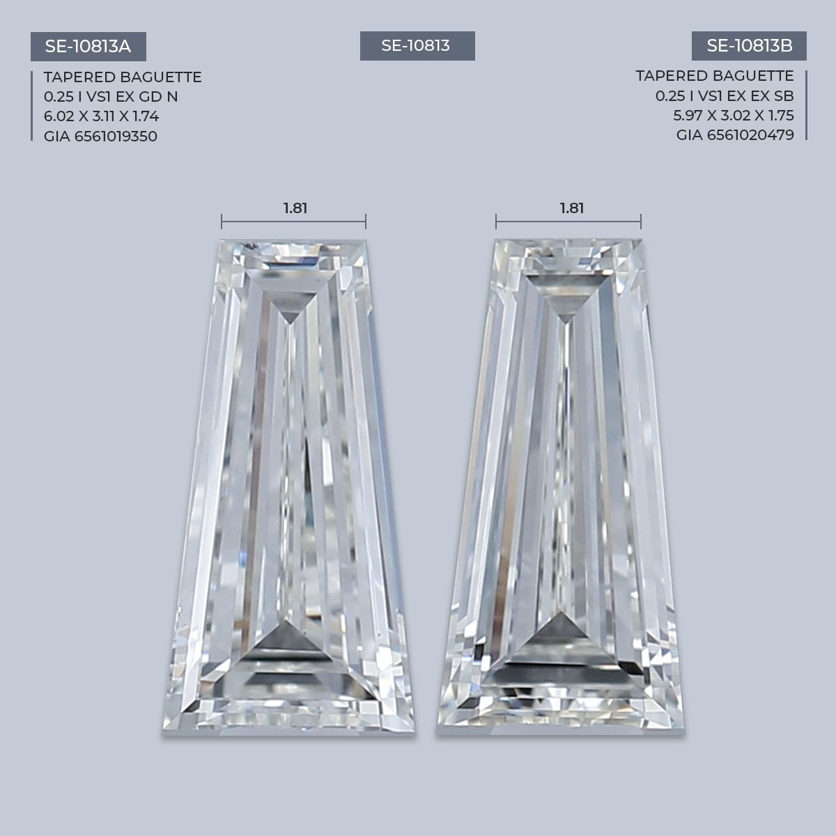0.25 ct Tapered baguette Diamond