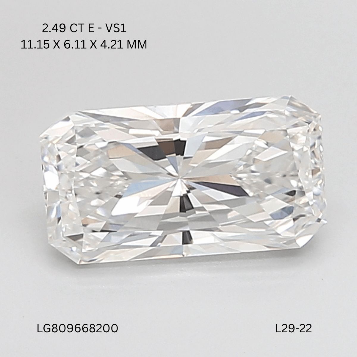 2.49 ct. radiant Lab Grown Diamond front image