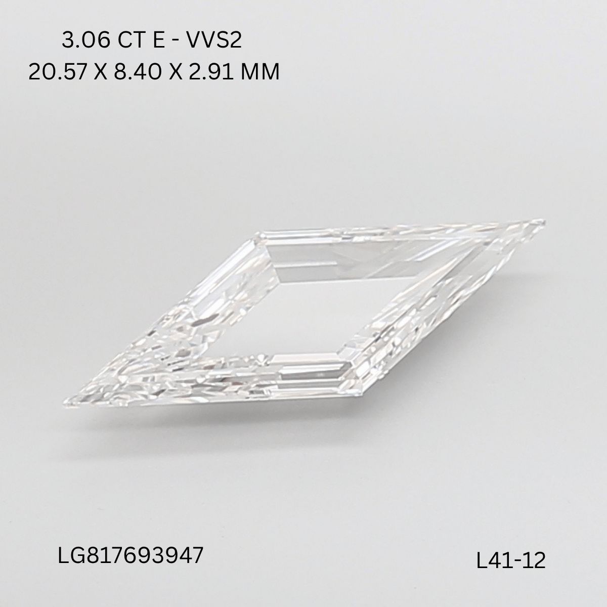 3.06 ct lab-grown Lozenge Diamond