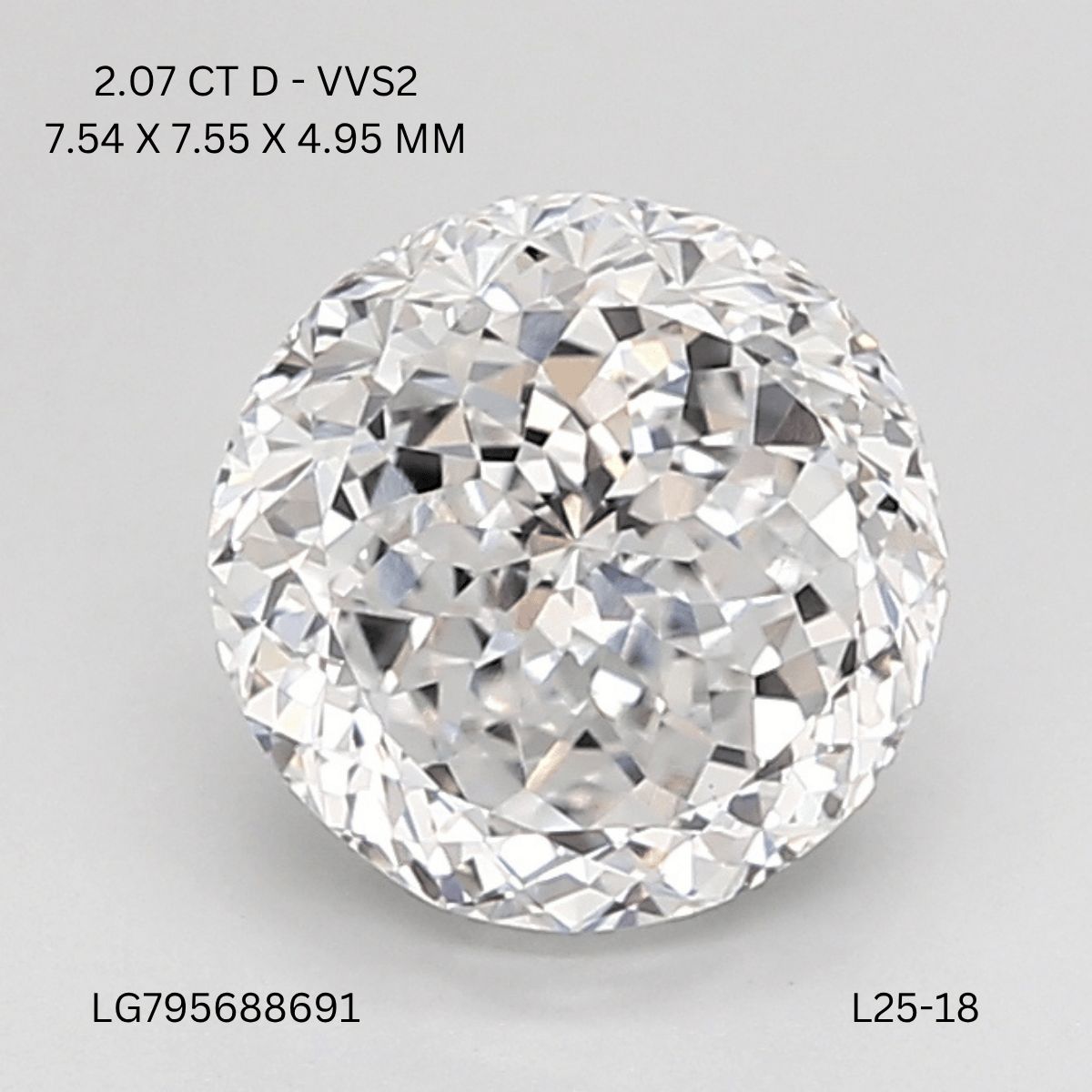 2.07 ct. round Lab Grown Diamond front image