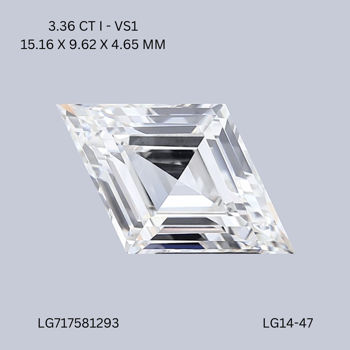3.36 ct lab-grown Lozenge Diamond