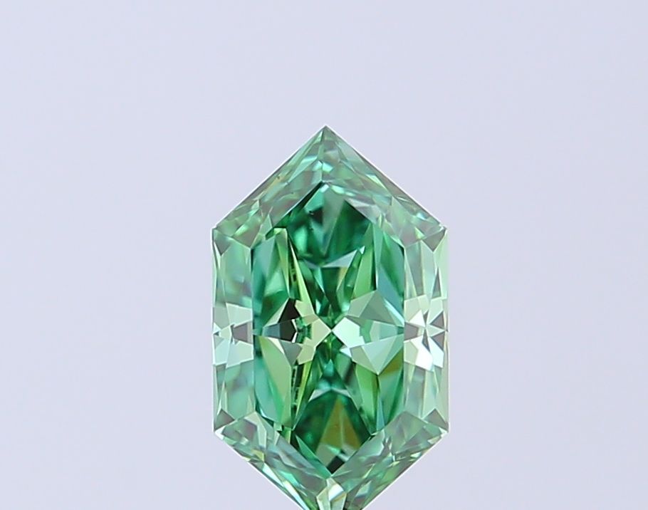 1.02 CT Fancy Vivid Green HEXAGONAL