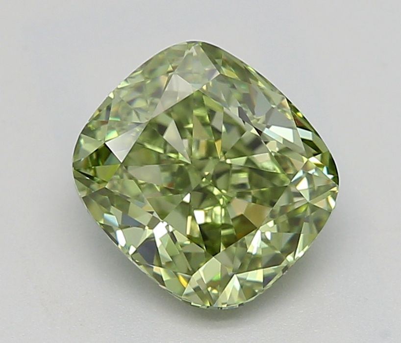 1.52 CT Fancy Vivid Green CUSHION MODIFIED