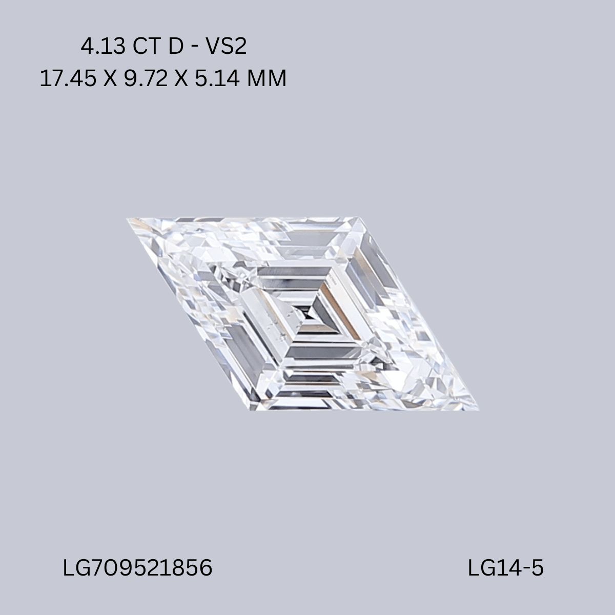 4.13 ct lab-grown Lozenge Diamond