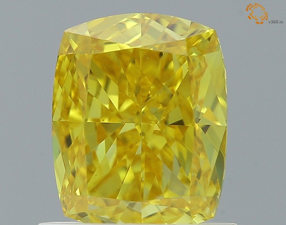 1.01 CT Fancy Vivid Yellow CUSHION BRILLIANT