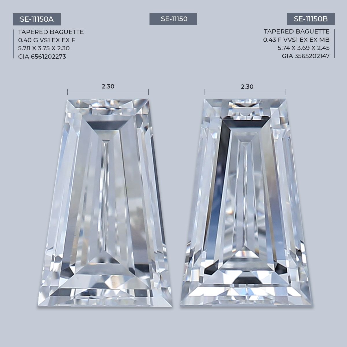 0.4 ct Tapered baguette Diamond