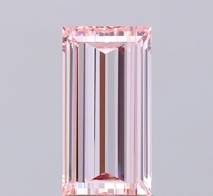 1.57 CT Fancy Light Orangey Pink BAGUETTE