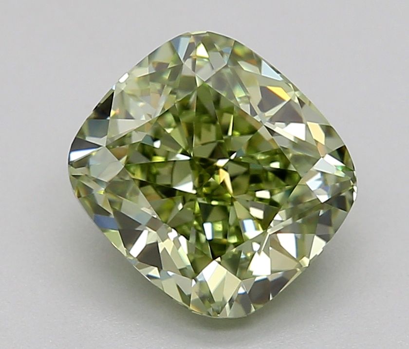 1.51 CT Fancy Vivid Green CUSHION MODIFIED