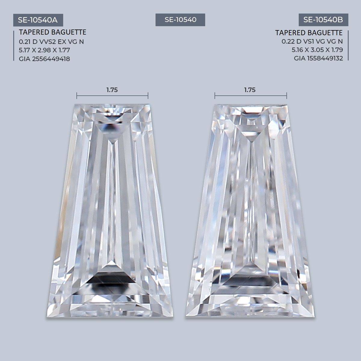 0.22 ct Tapered baguette Diamond