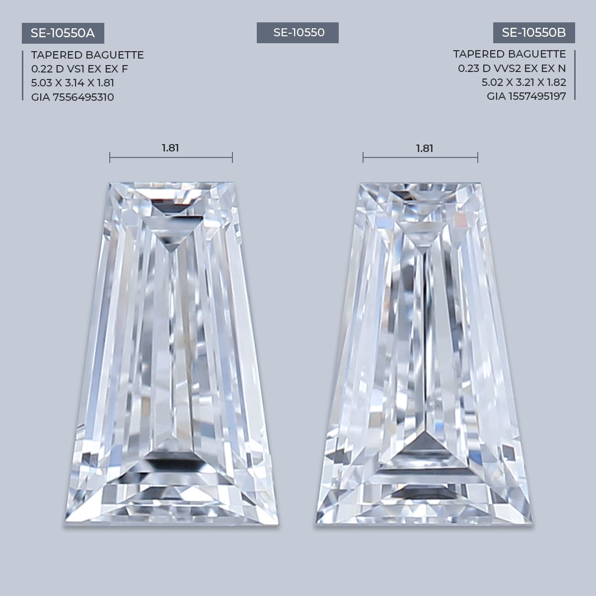 0.23 ct Tapered baguette Diamond