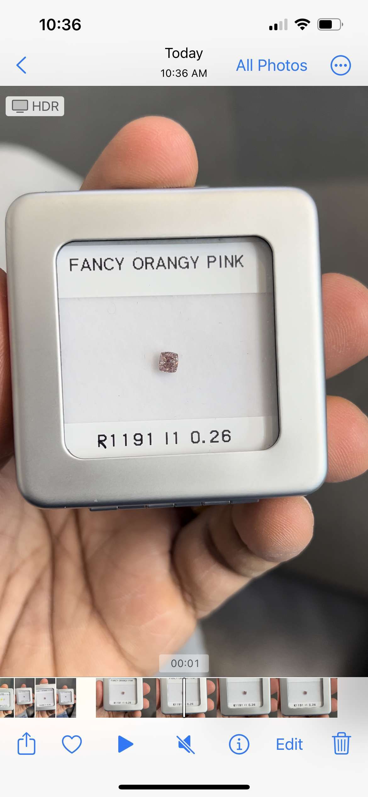 Diament 0.26 ct Fancy Orangey Pink/I1
