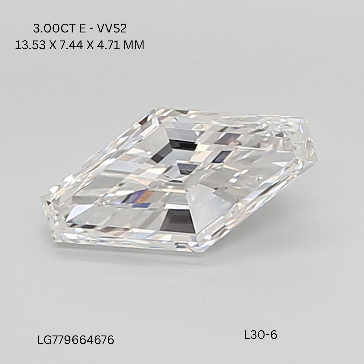 3 ct lab-grown Lozenge Diamond