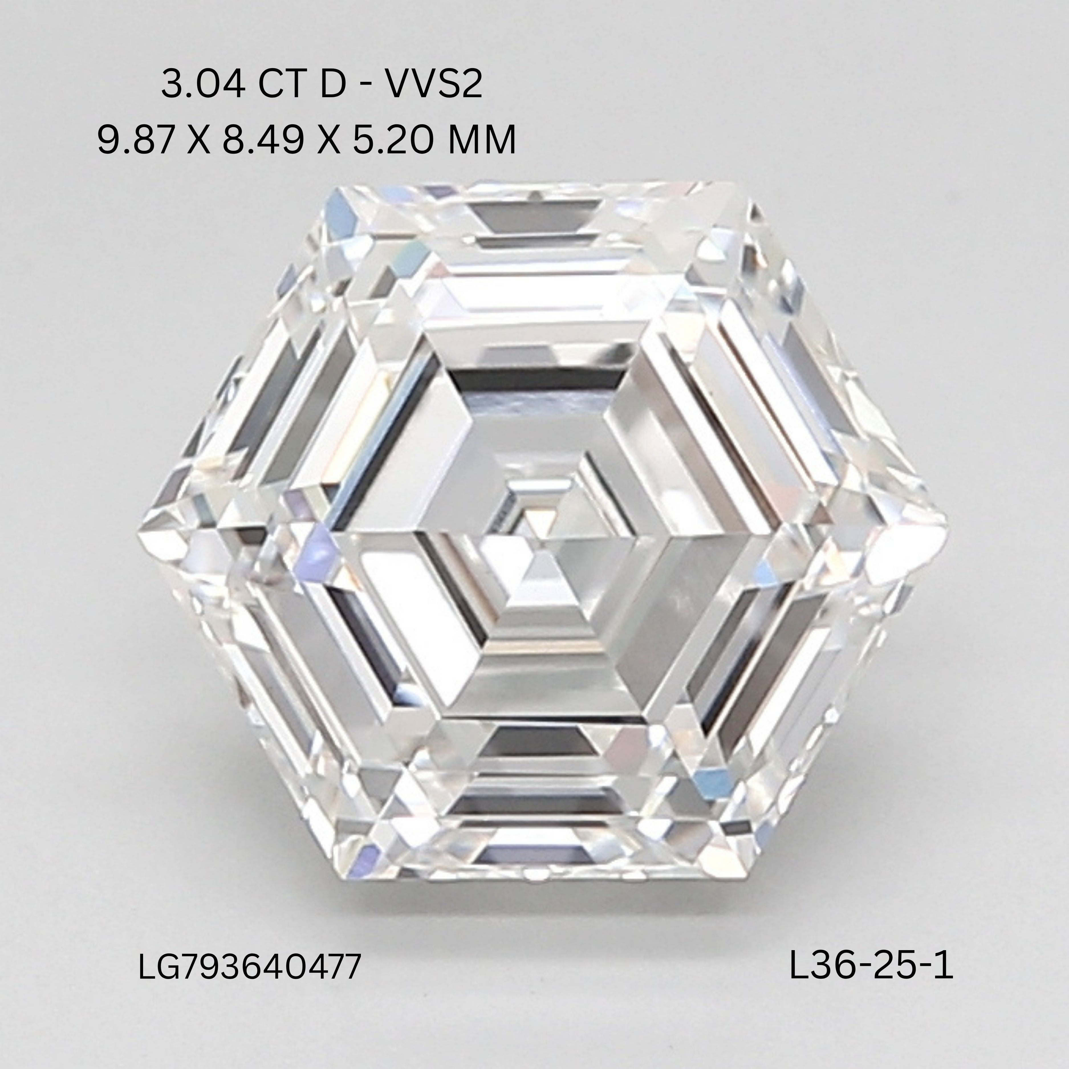 3.04 ct lab-grown Hexagonal Diamond