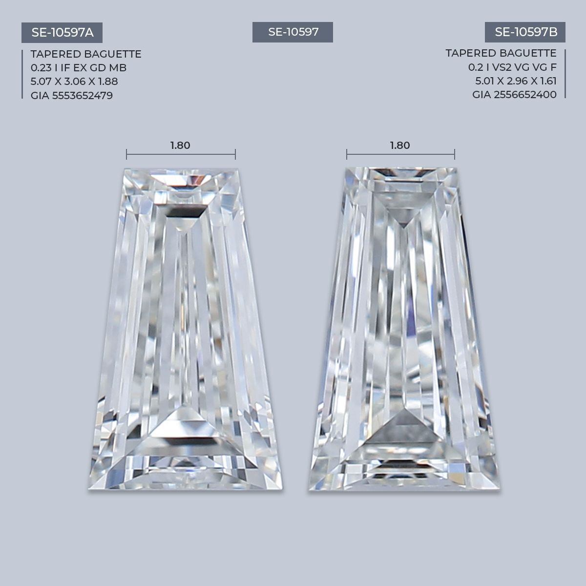 0.23 ct Tapered baguette Diamond