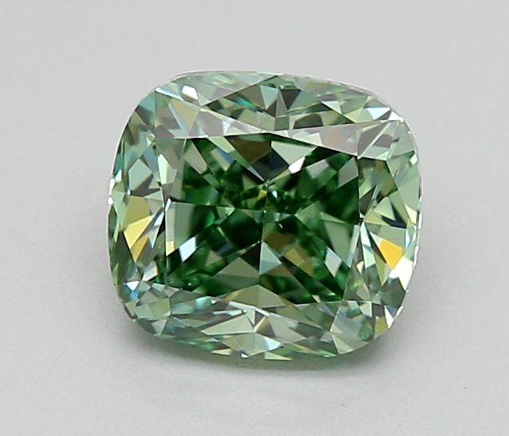 1.02 CT Fancy Vivid Green CUSHION MODIFIED