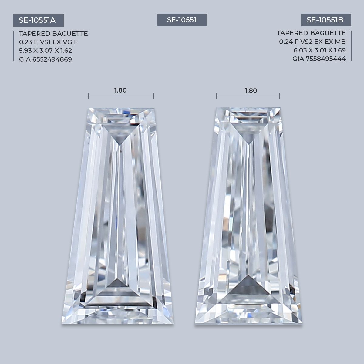 0.24 ct Tapered baguette Diamond