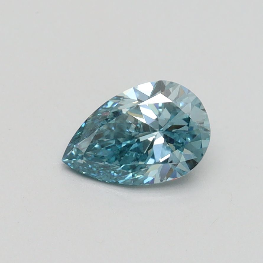 0.56 CT Fancy Intense Green Blue PEAR