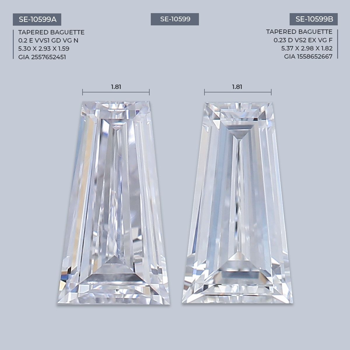 0.2 ct Tapered baguette Diamond