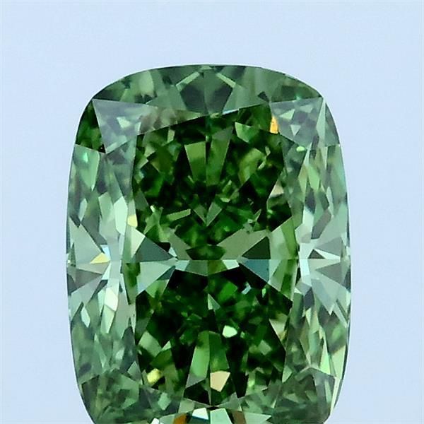 1.52 CT Fancy Vivid Green CUSHION MODIFIED