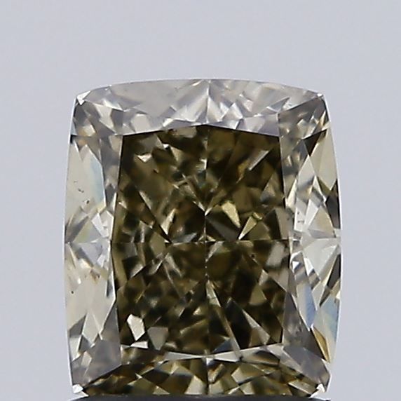 1.08 CT Fancy Light Gray Yellow CUSHION MODIFIED