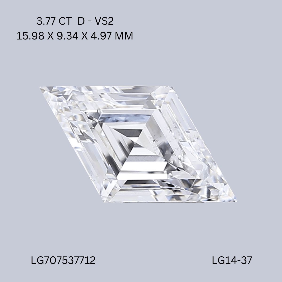 3.77 ct lab-grown Lozenge Diamond