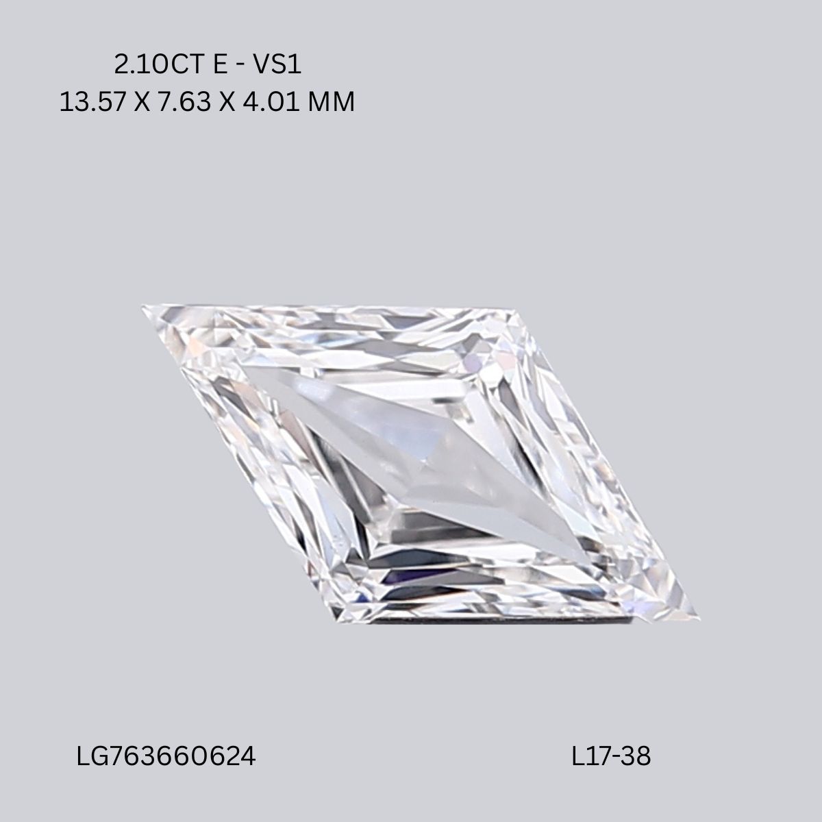 2.1 ct lab-grown Lozenge Diamond