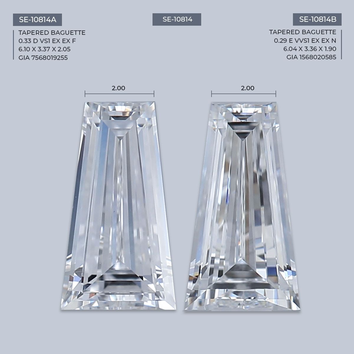 0.33 ct Tapered baguette Diamond