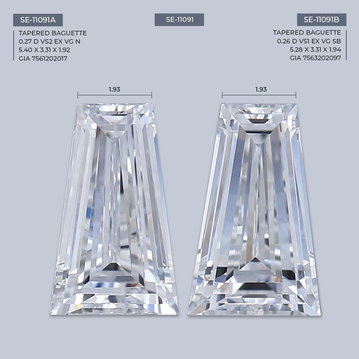0.27 ct Tapered baguette Diamond