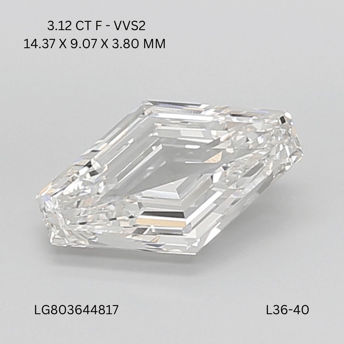 3.12 ct lab-grown Lozenge Diamond