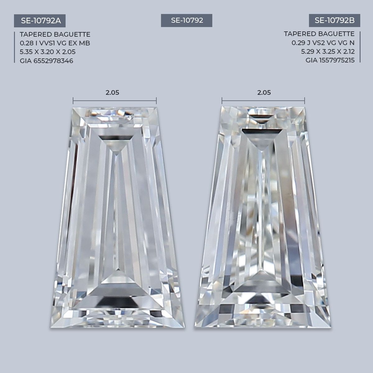 0.28 ct Tapered baguette Diamond