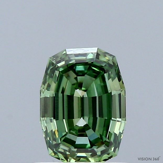0.91 CT Fancy Vivid Green CUSHION