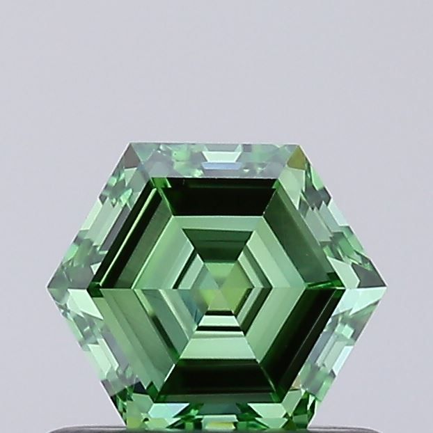 0.52 CT Fancy Vivid Green HEXAGONAL
