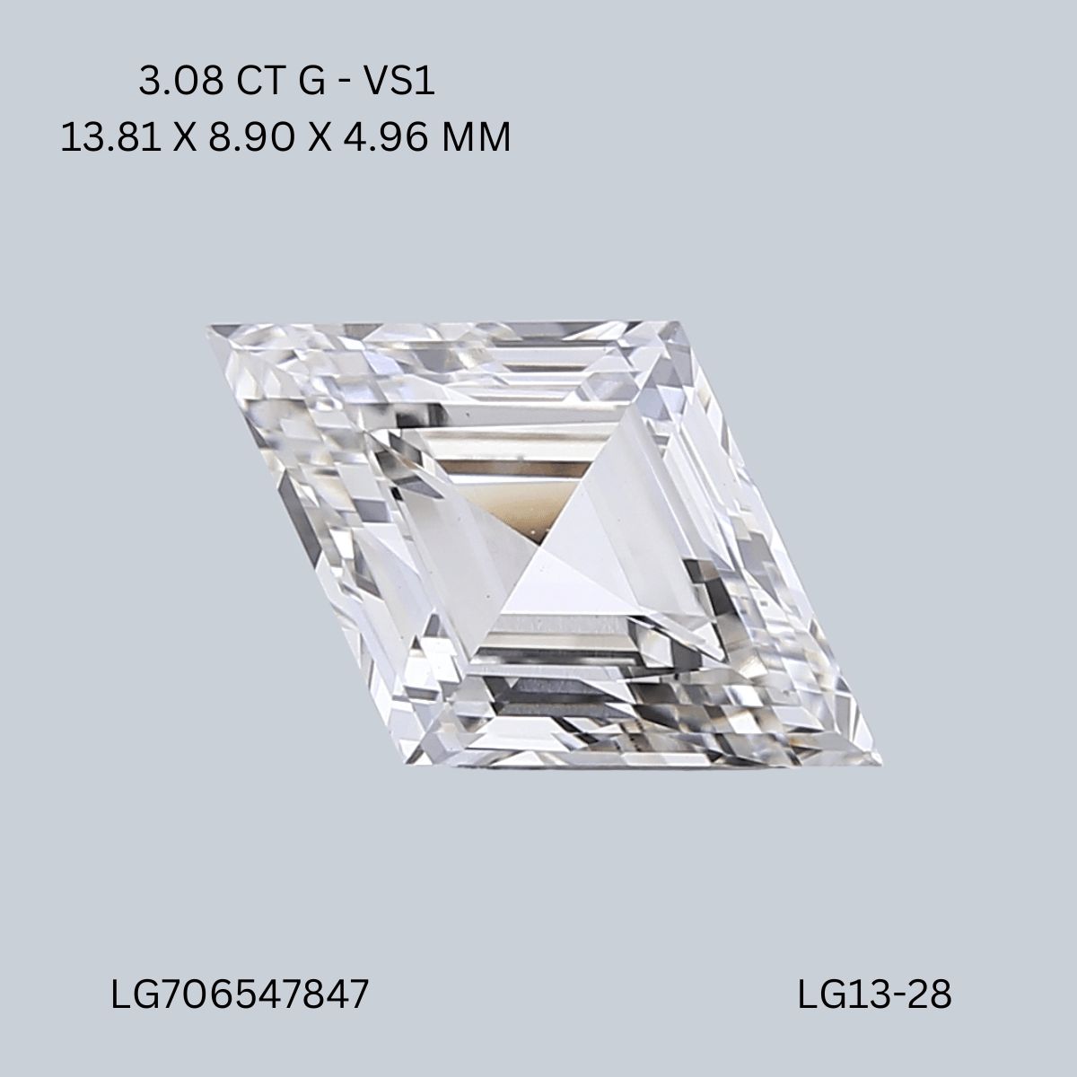 3.08 ct lab-grown Lozenge Diamond