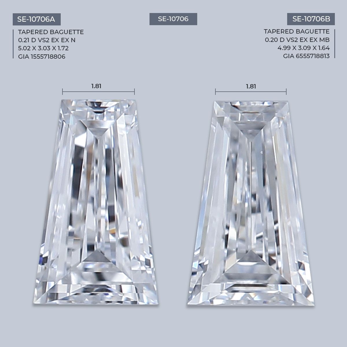 0.2 ct Tapered baguette Diamond