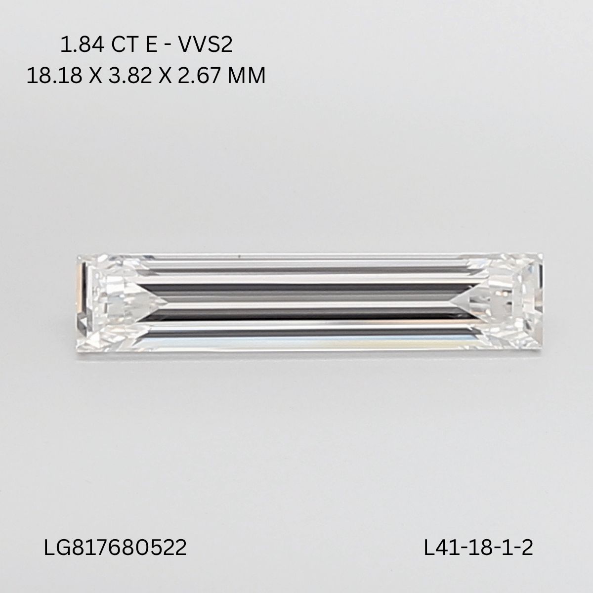 1.84 ct lab-grown Baguette Diamond