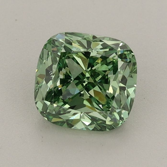 0.91 CT Fancy Vivid Green CUSHION MODIFIED