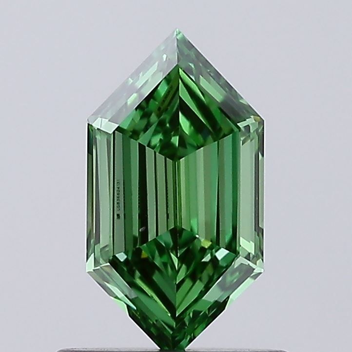 0.66 CT Fancy Vivid Green HEXAGONAL