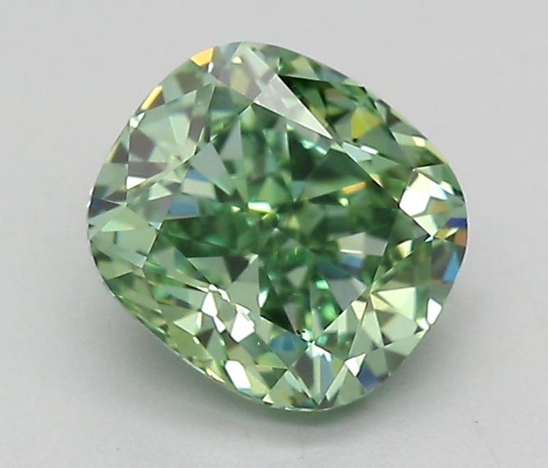 1.0 CT Fancy Vivid Green CUSHION MODIFIED
