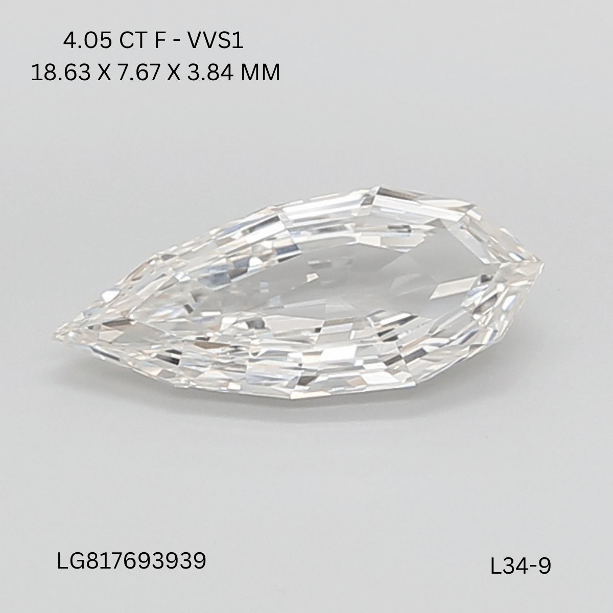 4.05 ct. pear Lab Grown Diamond front image