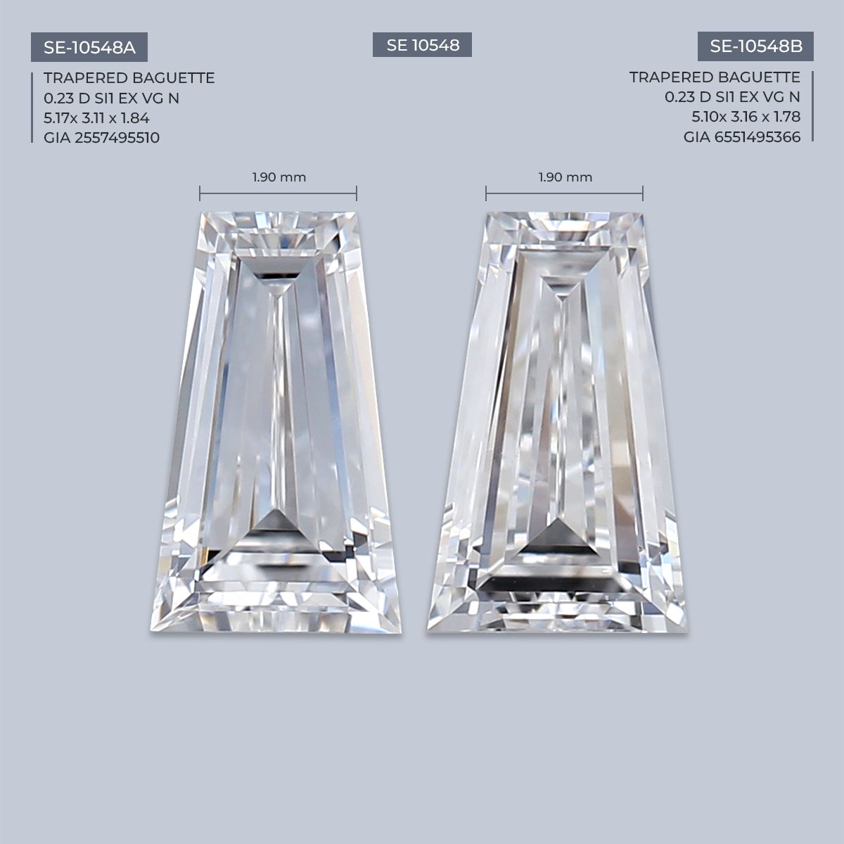 0.23 ct Tapered baguette Diamond
