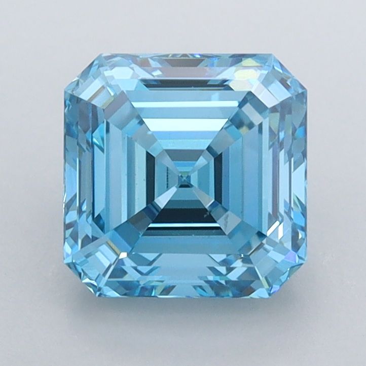 1.58 CT Fancy Vivid Blue ASSCHER