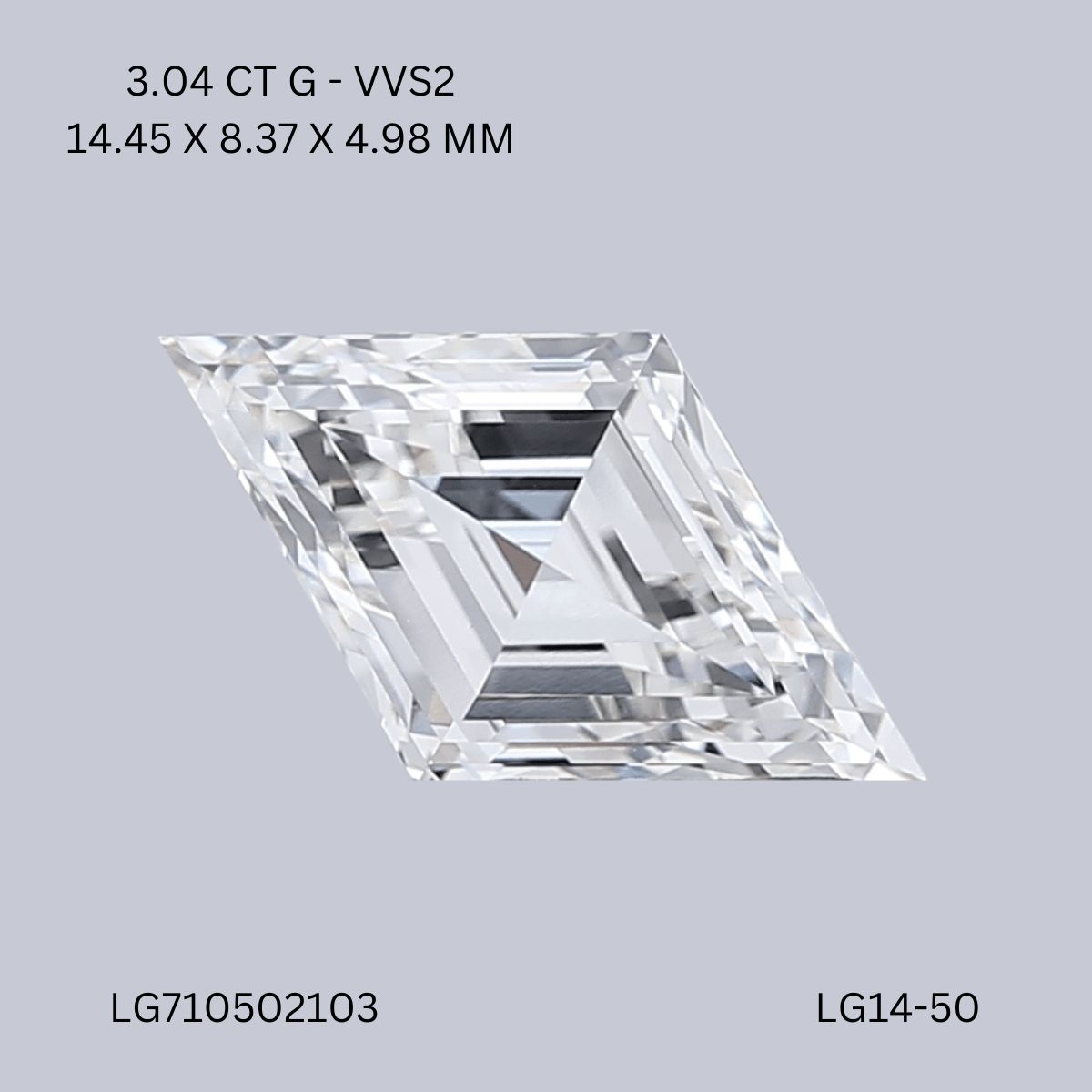 3.04 ct lab-grown Lozenge Diamond