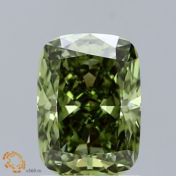 1.51 CT Fancy Vivid Green CUSHION BRILLIANT