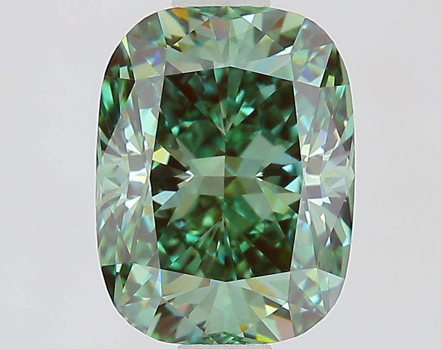1.53 CT Fancy Vivid Green CUSHION MODIFIED