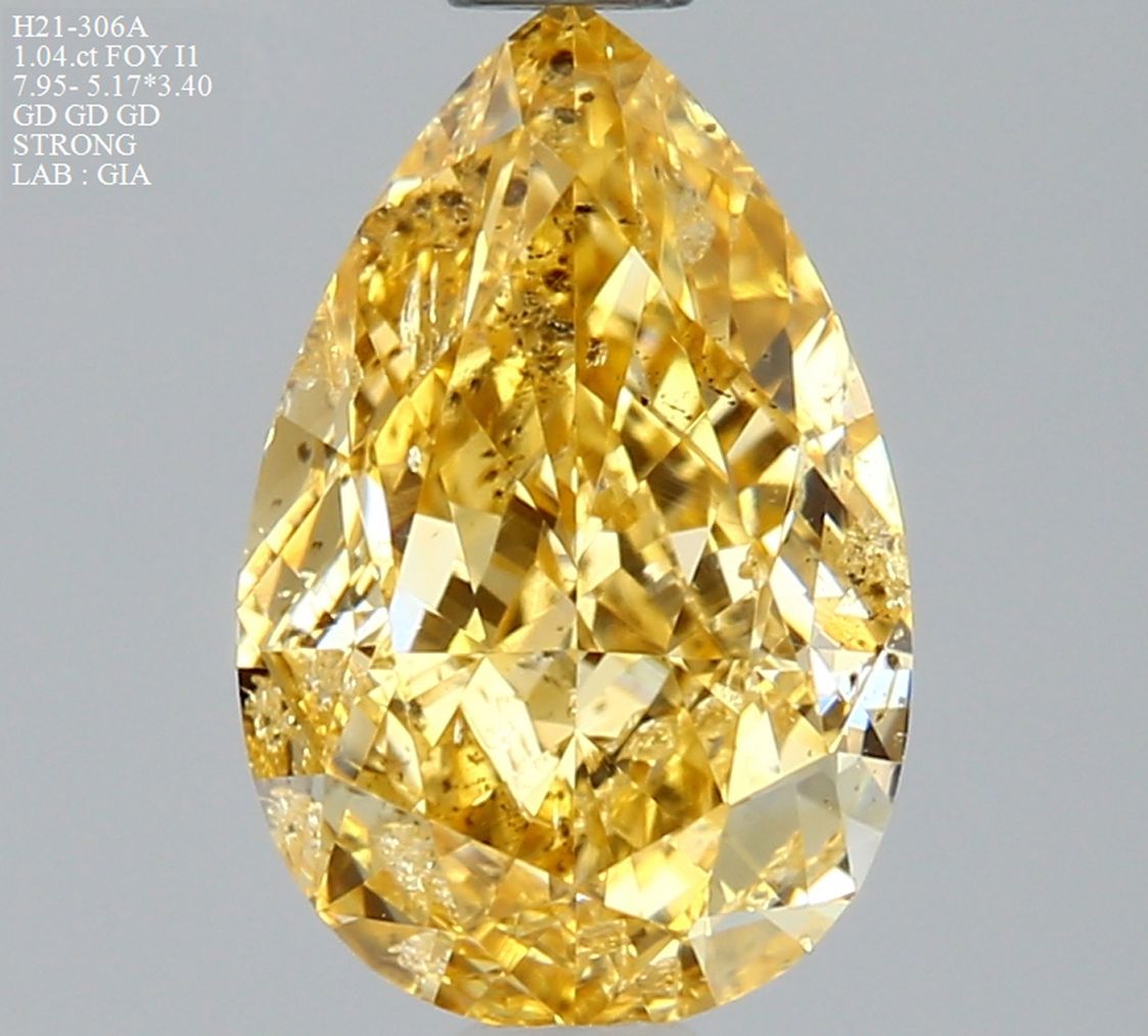 Diament 1.04 ct Fancy Orange Yellow/I1