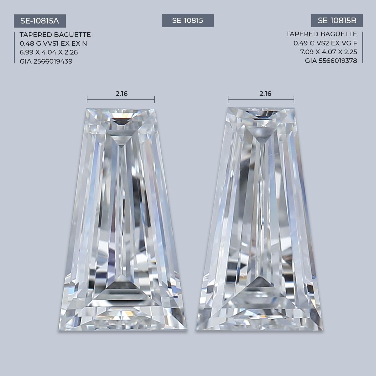 0.49 ct Tapered baguette Diamond